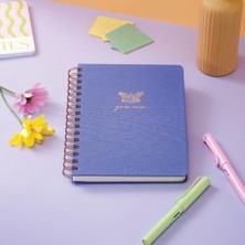 Frefly Store Paperora A5 Spiralli Sert Kapak Keten Düz Çizgisiz Tarihsiz Not Defteri Lila