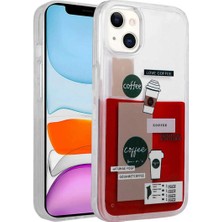 Ummeslem iPhone 14 Kılıf Desenli Sıvılı Cep Telefonu Için Uyumlu Kapak Drink Silikon Kapak