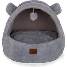 Frefly Store Jungolica Tom Kedi Yatağı Gri 40X50 Cm, Çıkarılabilir Çift Taraflı Minder, Üstü Kapalı Tasarım, Ultra Yumuşak Peluş, Nefes Alabilen Kumaş, Kaydırmaz Taban, Konforlu Kedi Evi