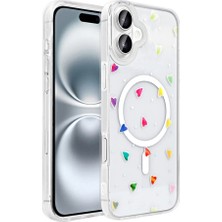 Ummeslem Apple iPhone 16 Kılıf M-Safe Şarj Özellikli Şeffaf Için Uyumlu Folk Sert Kapak