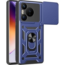 Ummeslem Pura 70 5g Cep Telefonu Için Uyumlu Kılıf Magnetik Standlı Kamera Korumalı Sürgülü Vega Kapak