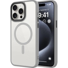 Ummeslem iPhone 15 Pro Max Kılıf Mat Arka Wireless Şarj Cep Telefonu Için Uyumlu Kapak Flet M-Safe Kapak