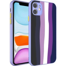 Ummeslem Apple iPhone 11 Kılıf Kamera Korumalı Renkli Temperli Için Uyumlu Kılıf X-Cam Kapak