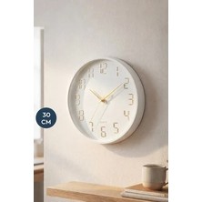 Avelune Minimalist Beyaz ve Gold Detaylı | Duvar Saati