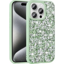 Ummeslem iPhone 15 Pro Max Kılıf Parlak Taşlı Tasarım Cep Telefonu Için Uyumlu Kapak Linea Kapak