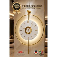 Avelune Modern Metal Büyük Boy Gold Detaylı Şık Tasarım | Duvar Saati