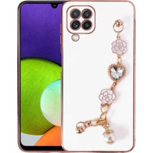 Ummeslem Samsung Galaxy M22 Kılıf El Tutamaçlı Kamera Korumalı Için Uyumlu Kılıf Taka Silikon Kapak