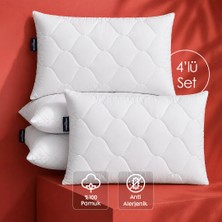 Morpheus Home %100 Pamuk Kapitoneli 4’lü Yastık Alezi Koruyucu Kılıf Fermuarlı Terletmeyen 50X70 cm
