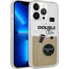 Ummeslem iPhone 14 Pro Kılıf Desenli Sıvılı Cep Telefonu Için Uyumlu Kapak Drink Silikon Kapak