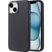 Ummeslem Apple iPhone 14 Kılıf M-Safe Şarj Özellikli Karbon Fiber Görünümlü Için Uyumlu Kılıf Troy Kapak