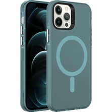 Ummeslem iPhone 12 Pro Kılıf Cep Telefonu Için Uyumlu Kapak M-Safe Şarj Buzlu Transparan C-Pro Sert Kapak