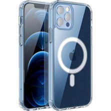 Ummeslem iPhone 11 Pro Max Cep Telefonu Için Uyumlu Kılıf M-Safe Şarj Özellikli Şeffaf Sert Pc Embos Kapak