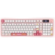 Frefly Store Hawk Gaming HK258 Membrane LCD Rgb Kablosuz/bluetooth Siyah Turuncu Full Türkçe Gaming Klavye (Beyaz Pembe)