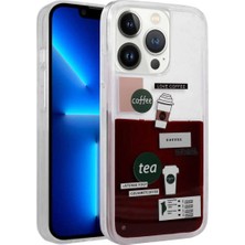 Ummeslem iPhone 14 Pro Cep Telefonu Için Uyumlu Kılıf Desenli Sıvılı Drink Silikon Kapak