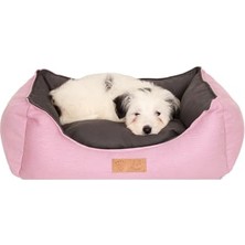 Frefly Store Çift Taraflı Orta Irk-Büyük Irk Köpek Yatağı-Jumbo Köpek Yatağı-Yıkanabilir-Fermuarlı (Pembe/gri, Large)
