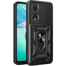 Ummeslem Honor 90 Cep Telefonu Için Uyumlu Kılıf Magnetik Standlı Kamera Korumalı Sürgülü Vega Kapak