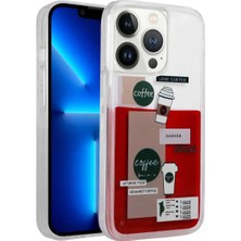 Ummeslem iPhone 14 Pro Cep Telefonu Için Uyumlu Kılıf Desenli Sıvılı Drink Silikon Kapak