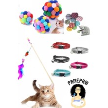 Empressco Pet Kedi Oyun Oltası 90 cm ve Ip Sarma Topu ve Kedi Renkli Tasma ve Xxl Ponponlu Kedi Oyuncağı