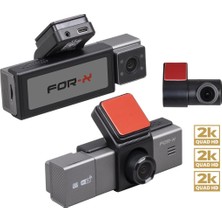 3 Kameralı Araç Ön , Iç ve Arka Kayıt Kamerası , For-X X-33DVR , 2k + 2k + 2k , Ekranlı, Araç Içi + Ön + Arka Kamera Siyah