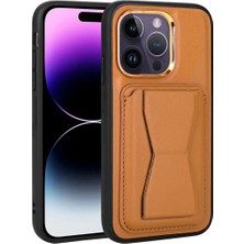 Ahlttiba iPhone 14 Pro Max Cep Telefonu Için Uyumlu Kılıf Kartlıklı Standlı Pu Deri Memo Kapak
