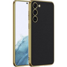 Ahlttiba Samsung Galaxy S23 Plus Için Uyumlu Kılıf Deri Görünümlü Kenarları Elektroplating Kaplama Fizyon Kapak
