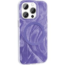 Ahlttiba Apple iPhone 15 Pro Max Kılıf M-Safe Şarj Özellikli Fırça Boya Desenli Için Uyumlu Kılıf Palet Kapak