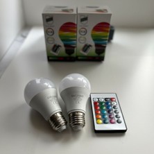 Uzlight 2'li Rgb Kumandalı LED Ampul E27 Duy 10W 16 Renk Dimmerli