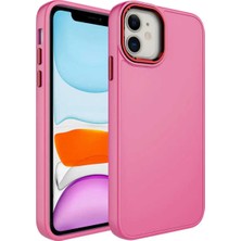 Ahlttiba iPhone 11 Cep Telefonu Için Uyumlu Kılıf Metal Çerçeve ve Buton Tasarımlı Silikon Luna Kapak