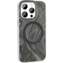 Ahlttiba Apple iPhone 14 Pro Max Kılıf M-Safe Şarj Özellikli Fırça Boya Desenli Için Uyumlu Kılıf Palet Kapak