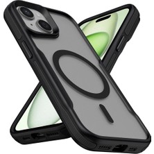 Ahlttiba iPhone 15 Için Uyumlu Kılıf M-Safe Şarj Özellikli Renkli Kenar Airbag Şeritli Lamer Kapak