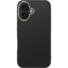 Ahlttiba Apple iPhone 16 Için Uyumlu Kılıf M-Safe Şarj Özellikli Karbon Fiber Görünümlü Antina Kapak