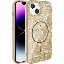 Ahlttiba iPhone 11 Cep Telefonu Için Uyumlu Kılıf M-Safe Şarj Özellikli Parlayan Simli Okso Kapak