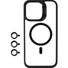 Ahlttiba iPhone 15 Pro Max Kılıf M-Safe Şarj Standlı Cep Telefonu Için Uyumlu Kapak M-Safe Klon Lensli Kapak