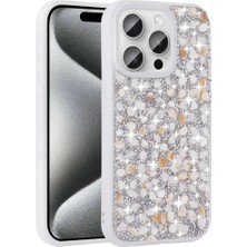 Ahlttiba Apple iPhone 15 Pro Max Kılıf Parlak Taşlı Tasarım Için Uyumlu Kılıf Linea Kapak