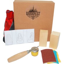 Woodyst Woody.st Ahşap Oyma Kendin Yap Hobi Seti – Başlangıç İçin Her Şey Dahil Kadın ve Ay Modeli