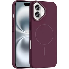 Ahlttiba Apple iPhone 16 Cep Telefonu Için Uyumlu Kılıf M-Safe Şarj Özellikli Ruby Sert Kapak