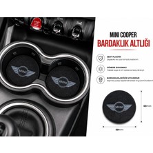 YSN Sounds Mini Cooper Araç Bardaklık Altlığı , Mini Cooper Şişe ve Bardak Altlığı, Mini Cooper Logolu Oto Bardaklık Altlığı