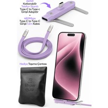 Bhave Katlanabilir Standlı 240W Ultra Hızlı Type-C Şarj Kablosu 1.5mt Deri Taşıma Çantası Hediyeli
