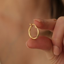 Nox Jewelry 14 Ayar Altın Kaplama Burgu Halka Gümüş Küpe – Dokulu Parlak Minimal Günlük Şık Küpe - E00241