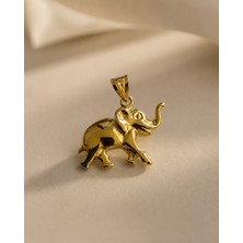 Sarezza Gold 14 Ayar Altın Fil Figürlü Şans Kolye Ucu 2x1,3 cm