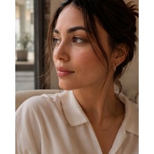 Sarezza Gold 14 Ayar Altın Minimal Top Detaylı Halka Piercing