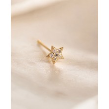 Sarezza Gold 14 Ayar Altın Yıldız Motifli Taşlı Minimal Burun Hızması 0,8 gr