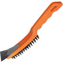 Frefly Store Aee® Spatulalı Çelik Tel Fırça 270 mm Metal Kazıma Temizleme Pas Sökücü Çelik Kıllı El Tipi Nalbur Fırçası Mangal Izgara Temizleyici Kazıyıcı