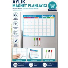 Hobialem 35X50 cm Haftalık Magnet Planlayıcı Katlanabilir Silinebilir Mıknatıslı Yazı Tahtası + 3 Kalem