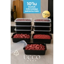 Ucco 750 ml Kapaklı Buzluk Mikrodalga Saklama Kabı - 10 Adet- Et, Kıyma, Yemek, Salata Buzdolabı Organizeri