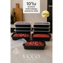 Ucco 500 ml Kapaklı Buzluk Mikrodalga Saklama Kabı - 10 Adet- Et, Kıyma, Yemek, Salata Buzdolabı Organizeri