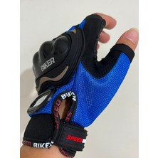 SPEED BİKER Kısa Parmak Motorcu Koruma Eldiveni - Renk: Mavi Beden: 2XL