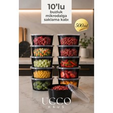 Ucco 500 ml Kapaklı Buzluk Mikrodalga Saklama Kabı - 10 Adet- Et, Kıyma, Yemek, Salata Buzdolabı Organizeri