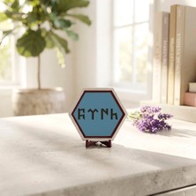 Miaju Göktürkçe Türk Motifli Masaüstü Dekoru Çalışma Masalarınız Için Özgün, Modern ve Butik Bir Hediye Seçeneği 10X10 Cm, Gök Mavi
