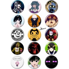Punky Store Trend-20 15'li Anime Oyun Karakter Rozet Seti Kawaii Manga Rozet Pin